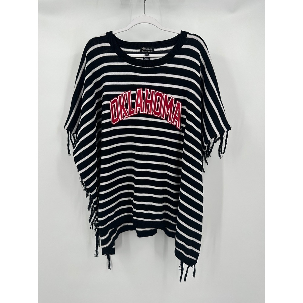 Gameday Couture Oklahoma Sooners Striped Fringe Poncho Top Size XS College Fan